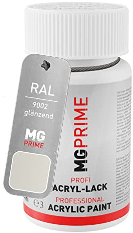 MG PRIME RAL 9002 Grauweiss/Grey white glänzend Lackstift | Lackfläschchen mit Pinsel, 50 ml, schnelltrocknend