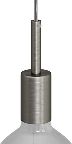 creative cables - Zylindrisches E27-Lampenfassungs-Kit aus Metall mit 7 cm Kabelklemme - Titan satiniert