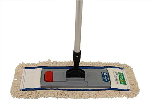 Axis Line Baumwollmop Parkett Komplett-Set, Klapphalter & Alu-Stiel, 40 cm | Profi Bodenwischer für Holzböden mit 1,4 m Teleskopstiel und Wischbezug aus 100 % Baumwolle, bei 60 Grad waschbar.