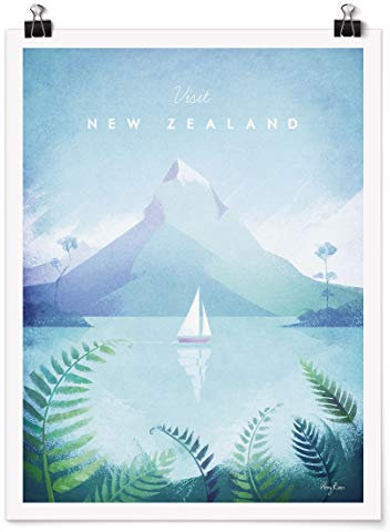 Bilderwelten Poster - Reiseposter - Neuseeland - Hochformat 4:3 Matt 40 x 30cm