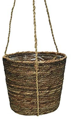 Blumenampel Hängeampel Blumentopf Pflanzenhalter Pflanzenhänger Hängetopf braun Jute Ø 18 cm Höhe 14 cm
