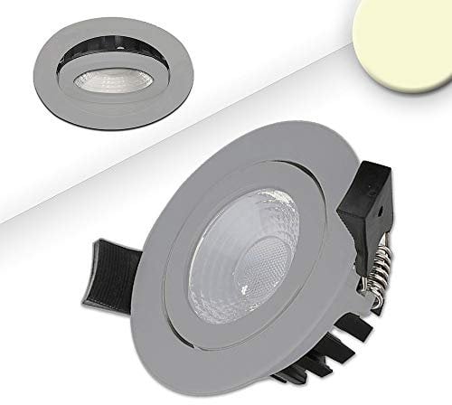 Outdoor LED Einbaustrahler, IP65, 8W, 36°, rund, warmweiß, schwenkbar, dimmbar, Silber