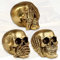 mtb more energy Deko Totenkopf Figuren XL ''Nichts Hören, Nichts sehen, Nichts Sagen'' - Set aus 3 goldenen Totenschädeln - Höhe 11 cm - Dekoration Wohnen Tischdeko