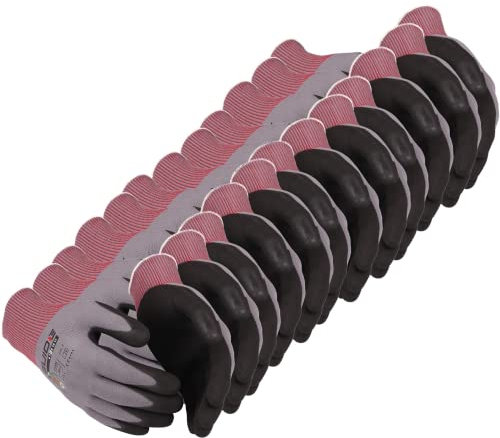 MediMuc 12 Paar Guide 580 Nitril-Schutzhandschuhe teilbeschichtet grau, Arbeitshandschuhe, Größe 9 L
