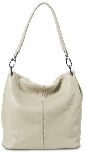 Cas8 Shopper Tasche Damen PAOLA - Schultertasche, Handtasche, Umhängetasche aus premium Leder, handbag mittelgroß, Beuteltasche, Tote Bag, made in Italy, Latte