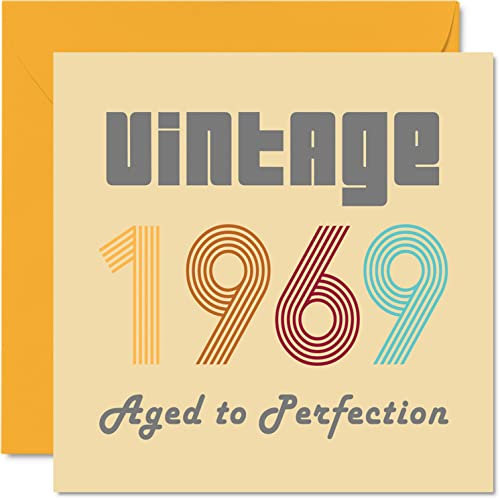 Geburtstagskarten zum 55. Geburtstag für Männer und Frauen – Vintage 1969 Aged To Perfection – 55 Geburtstagskarten Lustig für Sie und Ihn 145 mm x 145 mm Glückwunschkarten