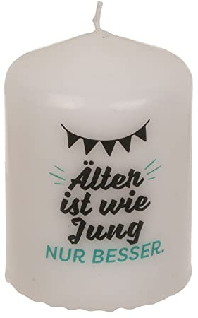 Stumpenkerze Spruchkerze Echtwachskerze Natürliche Lichtquelle Wieder ein Jahr schöner 6 x 8 cm, im Geschenkkarton aus Kraftpapier Hochzeit Geburtstag Freundschaft Weihnachten
