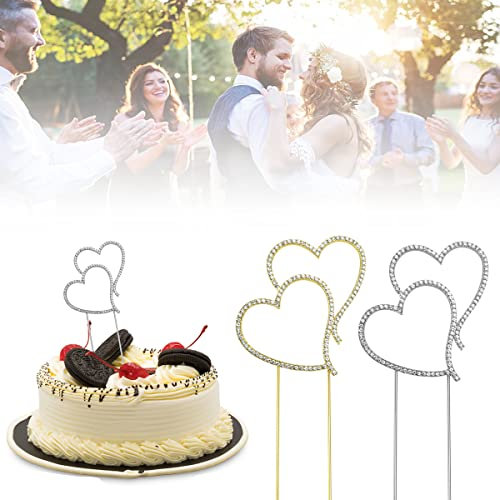 skytowards 2 Stück Torte Topper Hochzeit Cake Herz Kuchen Tortenaufsatz Hochzeitstorte Aufstecker Crystal Tortenstecker Kuchenstecker Hochzeitstortenstecker kuchendeckel Kuchenaufstecker für Wedding