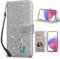 UEEBAI Klapphülle für Samsung Galaxy A53 5G, PU Lederhülle Glitzer 3D Schmetterling Flip Cover Standfunktion mit Kartenfach Schutzhülle Diamant Glänzende Geldbörse Handschlaufe Etui - Silber