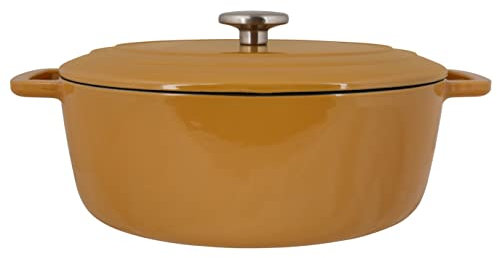 Cosy & Trendy Cocotte ovale en Fonte émaillée FONTESTIC 6,3L-Amber Gold-31x24xH12 cm