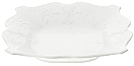HERVIT Assiette creuse rectangulaire en porcelaine blanche doge à décor en relief
