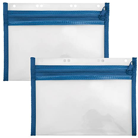 VELOFLEX A435005 - Dokumentenhülle mit Reißverschluss, 2 Stück, DIN A5, abheftbar, blau, VELOBAG XXS, Reißverschlusstasche