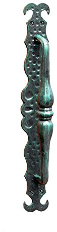 UHRIG Poignée de Porte Coulissante en Fer Forgé 38,5 cm Antique Patine Vert Noir, Poignée de Porte pour Porte d’Entrée, Porte de Grange, etc.
