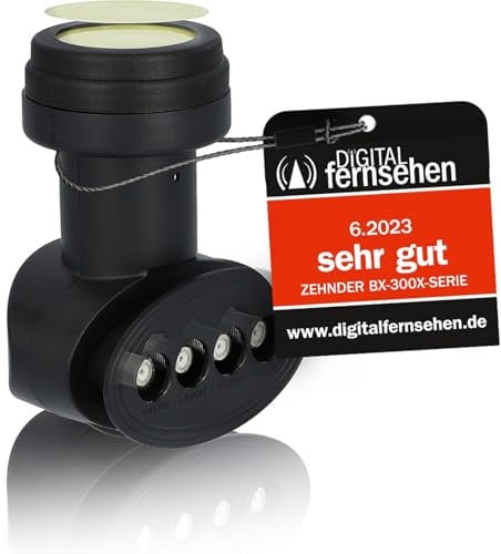[ 2X Test SEHR GUT *] ZEHNDER Quattro LNB mit LTE Abschirmung & Sun Protect UV Schutz, nur für Multischalter Multiswitch geeignet, kein Direktanschluss möglich, 4K HD LMB, für Satelliten Antenne