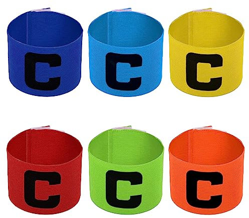 Lahviuu Kapitänsbinde, 6 Pcs Fußball Armbänder für Erwachsener, Mehrfarbig Capitänsbinde Armband für Erwachsene Fussball Rugby Hockey and Netball