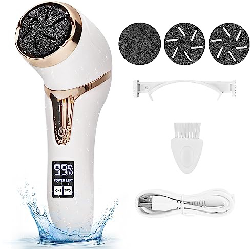 Nicebirdie Electric Callus Remover for Feet with Vacuum, Premium Portable Pedicure Tools Rechargeable Waterproof 2 Speed Foot File Scrubber Callus Remover Tool Foot Care kit （White）