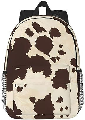 MYGANN Rucksack mit Kuhfell-Aufdruck, 38,1 cm, leicht, verstellbarer Schultergurt, Outdoor-Sport, Fitnesstasche, Geschenk für die Schule, Schwarz , One size