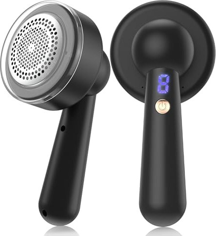 Bobble Remover for Clothes, Rechargeable Fabric Shaver Electric Lint Remover with 3-Gears and 6-Blades, Fuzz Remover Debobbler Remove Fuzz, Pills from Clothes, Furniture, Sofa, Blanket, Black