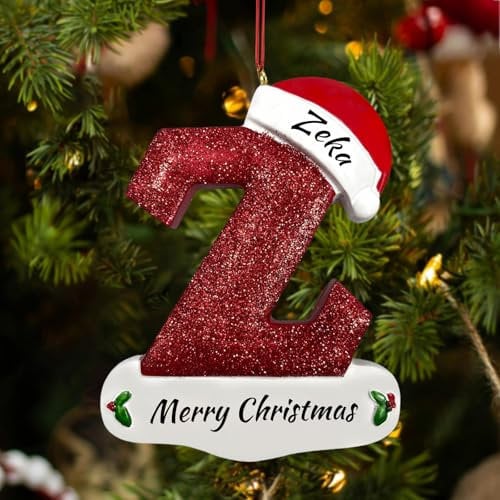 AIFLM Personalised Christmas Tree Hanging Pendant Ornament 2024, A-Z Letter Personalised Christmas Ornaments, Custom Family Name Pendant for Women Men
