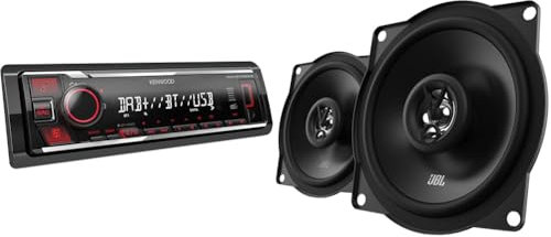 Kenwood KMM-BT408DAB - USB-Autoradio mit DAB+ & Bluetooth Freisprecheinrichtung & JBL Stage1 51F 2-Wege Auto Lautsprecher Set von Harman Kardon