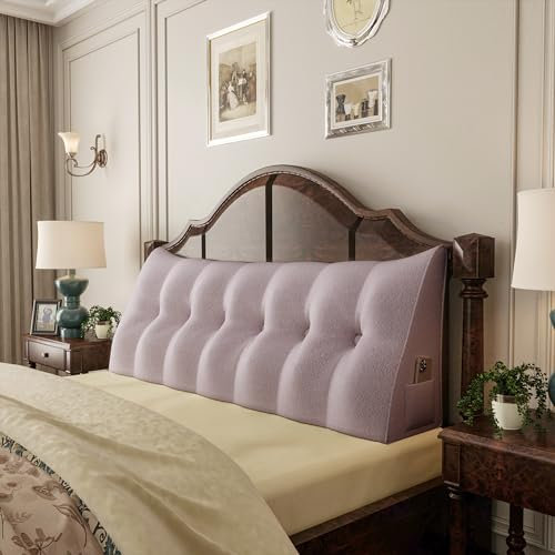 Johnear Keilkissen Lesekissen für Bett und Sofa Lehnenkissen Hellrosa Kissen 180cm, Rückenkissen Kopfteil Bett Rückenlehne Großes Dreieckiges Lendenkissen