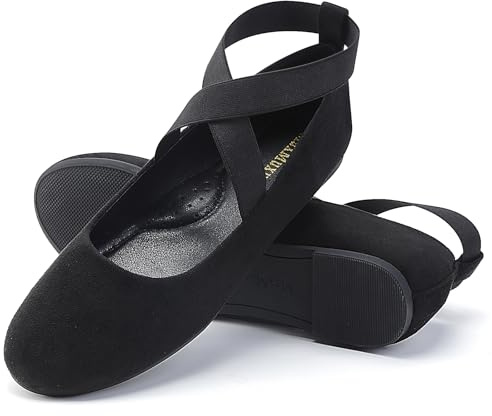 MaxMuxun Klassische Ballerinas Damen Elegante Flache Schuhe für Damen mit elastischem übergekreuztem Riemchen Bequeme Ballerina Schuhe Damen Flach