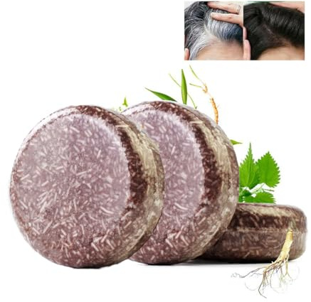 Shampoo Für Graue Haare, Shampoo Für Graue Haare, Multiflorum Für Haarreparatur, Schwarze Seife Für Haare Bei Männern Und Frauen (3PCS)