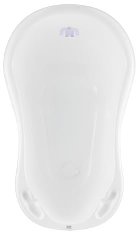 Hylat Baby Bañera para bebés con tapón - Certificado TÜV Rheinland - estable y cómoda, ideal para baños seguros durante los primeros 12 meses - Colección Lite - Color: Blanco, Motivo: Yeti