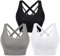 Leversic Sport BH Damen Push up, Sports Bra Ohne Bügel Sport BH Rückenfrei, mit Breiten Trägern für Besseren Halt und Unterstützung, 314-3PCS-Schwarz+Weiß+Grau, L