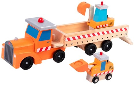 F Fityle Autotransporter-LKW-Fahrzeugspielzeug, Konstruktionsspielzeug für Kinder, Holz-LKW für Kinder ab 3 Jahren, Jungen, Mädchen, Kinder