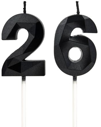 DTXLX Schwarz Zahl 26 Geburtstagskerzen Kuchen Deko | Zahlen, 3D, für, geburtstagsdeko, Kinder, Partys, Hochzeiten, Firmenfeiern, Jubiläen