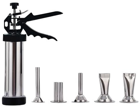 iChase 1.5LB Large Capacity Jerky Gun Kit, Stainless Steel Beef Jerky Gun, Sausage Gun with 5 Stainless Steel Nozzles