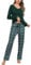 Litherday Pyjama Femme Hiver Ensembles de Pyjama Femme Coton Col en V Vêtements de Nuit à Manches Longues Imprimé à Carreaux Automne Vêtement d'Intérieur Vert Foncé M