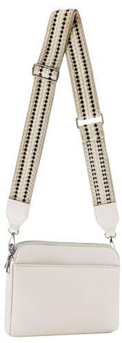 letech+ handtasche damen klein,Damen Kleine Umhängetasche PU Leder mit Abnehmbarem Schultergurt,Crossbody Bag Damen schultertasche damen mit drei Reißverschlussfächern Beige