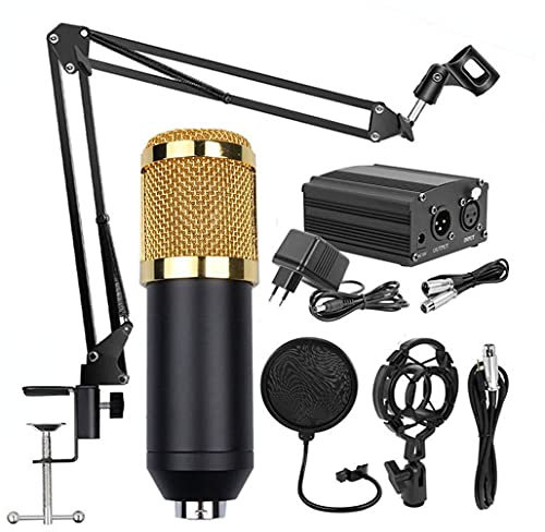 UHJKLA Condenser Microphone With USB Cable Recording Microphone Kit PC Mics With 48V Phantom Power Supply, Boom Scissor Arm Stand With Shock Mount Profession