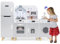 COSTWAY 3 en 1 Cuisine Enfant avec Réfrigérateur & Machine à Laver, Cuisiniere Enfant avec Lumière & Effet Sonore, Micro-Ondes & Machine à Glaçons, Jeu de Cuisine pour Garçons Filles de 3 Ans+