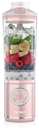 Ninja Blast Max Tragbarer Mixer/Blender/Smoothie Maker, 570 ml, wiederaufladbar, Mixbecher & auslaufsicherer Deckel, 3 Funktionen, Smoothies, Proteinshakes, Altrosa BC251EUPK