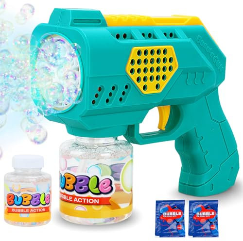 Aooess Seifenblasenpistole für Kinder Seifenblasenmaschine LED Seifenblasen Spielzeug für 3 4 5 6 7 8 9 Jahre Junge Mädchen Seifenblasen Pistole Geschenke Outdoor Geburtstag Hochzeit (Grün)