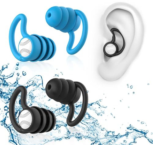 Waterproof Swimming Ear Plugs for Adults - 2 Pairs Silicone Swim Earplugs for Surfing,Diving,Showering and Other Water Sports - Keep Water Out and Ear Protection.