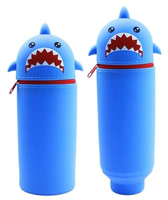 Trousse Ecole 2 en 1 Kawaii en Silicone Souple, Pochette Stylo Verticale Fermeture Éclair, Extensible - Cadeau Enfant