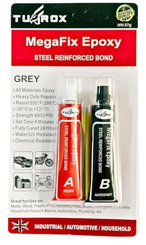 Heavy Duty 57g Strong Grey Epoxy Glue Cold Weld Steel Reinforced Adhesive Metal, Wood, PVC