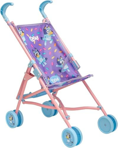 SKYTE Bluey Boombox Sing-Along Toy with Flashing Lights, Microphone, and Songs, Blue (STROLLER) (STROLLER)