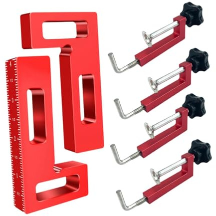 SZLIFE Serre-joints d'angle à 90° avec rotation à 360°, robustes et professionnels, pour le positionnement dans le travail du bois et la fabrication de, 2pcs Rouge