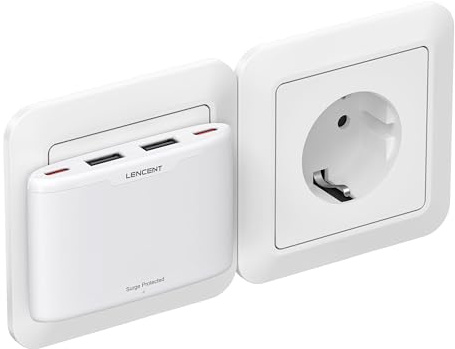 LENCENT Flaches USB C Ladegerät Slim Wandladegerät Netzteil 4-Port Charger | dünner Ladestecker Mehrfach Stecker Kompatibel mit iPhone 17/16/15 Series, iPad, Handy, Tablet