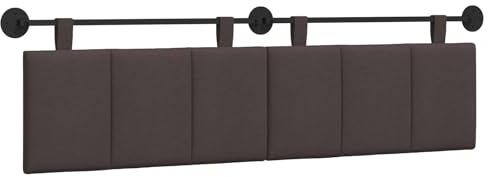 vidaXL Hängendes Kopfteil Dunkelbraun Stoff, Wanddeko fürs Schlafzimmer: modernes hängendes Kopfteil, gepolsterte platzsparende Platte, verstellbares minimalistisches Design