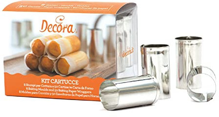 Decora 0060215 Confezione da 8 Forme Cartuccia e 50 Cartine, Carta da Forno, Grigio