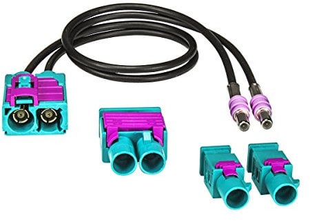 tomzz Audio 1500-001 Doppel Fakra Buchse (F) Antennenadapter auf Doppel Fakra (M) Stecker oder 2 x Fakra (M) Stecker variabel