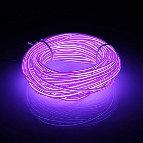 Kmruazre EL Wire Lila mit Batterietransformator Lichtleisten 5m/16ft für Halloween Rave Party Weihnachten