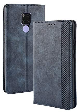 Mate 20 X Klapphülle Blau, Mate 20X Leder Hüllen Handyhülle Premium Flip Standfunktion Kartenfach Magnetverschluss Schlanke Brieftasche Wallet Book Case Cover Kompatibel mit Huawei Mate 20 X
