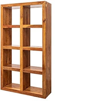 MASSIVMOEBEL24.DE Oxford Regal CUBUS Akazie 96x35x174, Farbe:Hellbraun lackiert, Größe:96x35x174 cm (BxTxH)